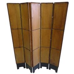 French 30s Deerskin Leather Screen in the Style of Jean-Michel Frank 3