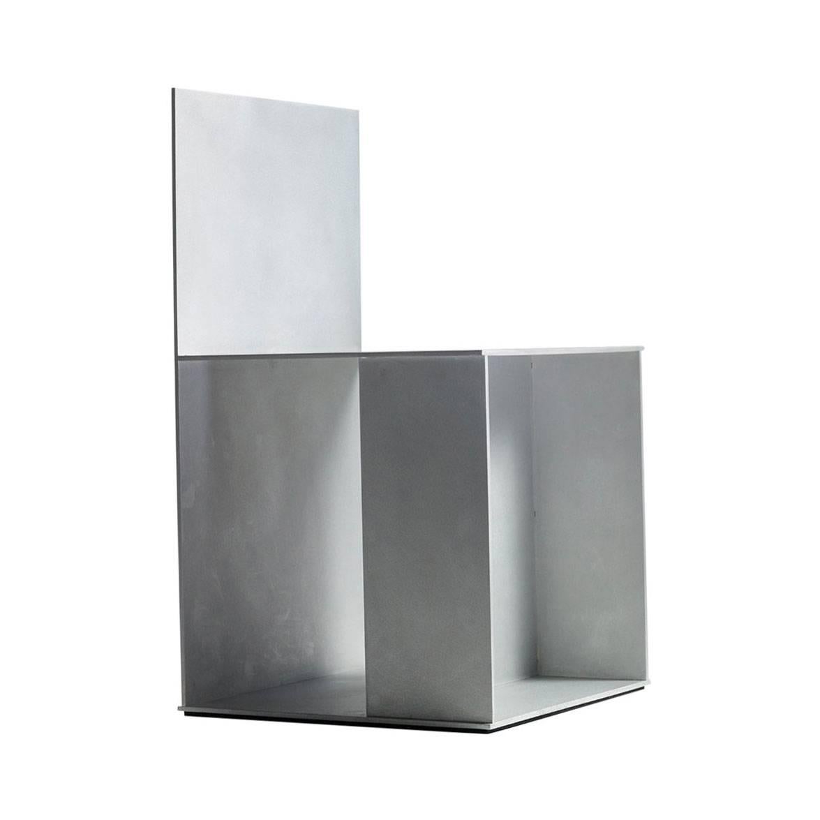 Hall Side Chair in Waxed and Polished Aluminium Plate by Jonathan Nesci