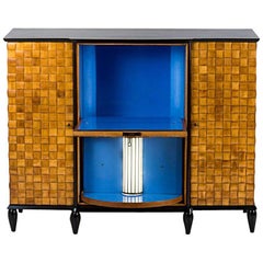Late Art Deco faceted cocktail bar with blue glass interior - Italy, circa 1940