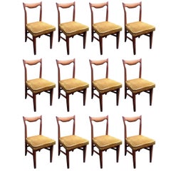 Guillerme et Chambron  12 Oak Dining Chairs, circa 1965