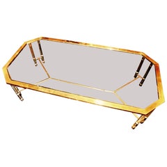 Large Brass and Lucite Coffee Table by Romeo Rega