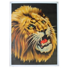 Vintage Large Lion Poster for Circus Triumph, Linen Backed, 1960s