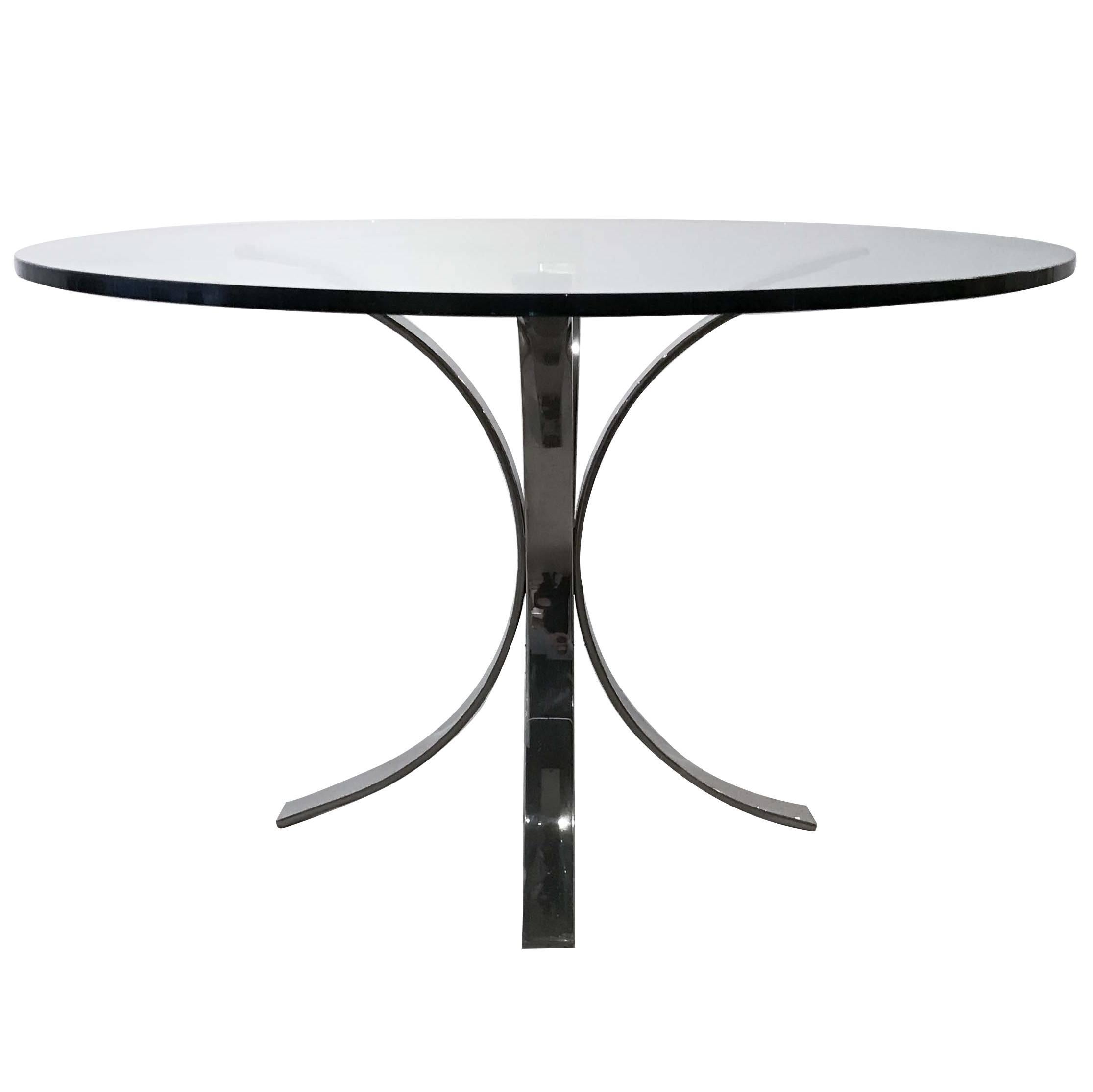 Chrome Pedestal Table in the Manner of Willy Rizzo For Sale