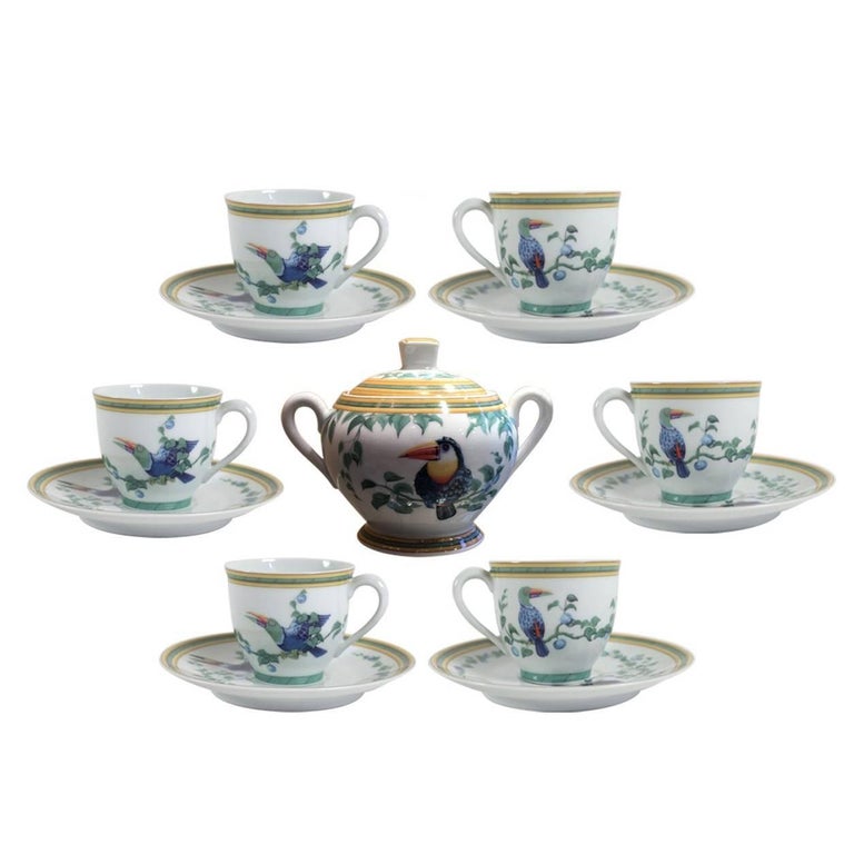 Hermes "Toucan" Coffee Set and Six Coffee Cup at 1stDibs