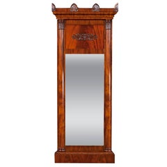 Large Empire Mirror in Cuban Mahogany with Columns and Carved Capitals, c. 1810