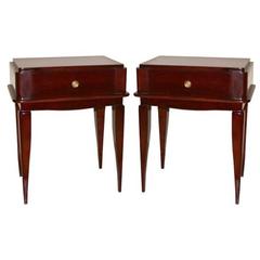 Pair of French Art Deco Mahogany Side Tables 2
