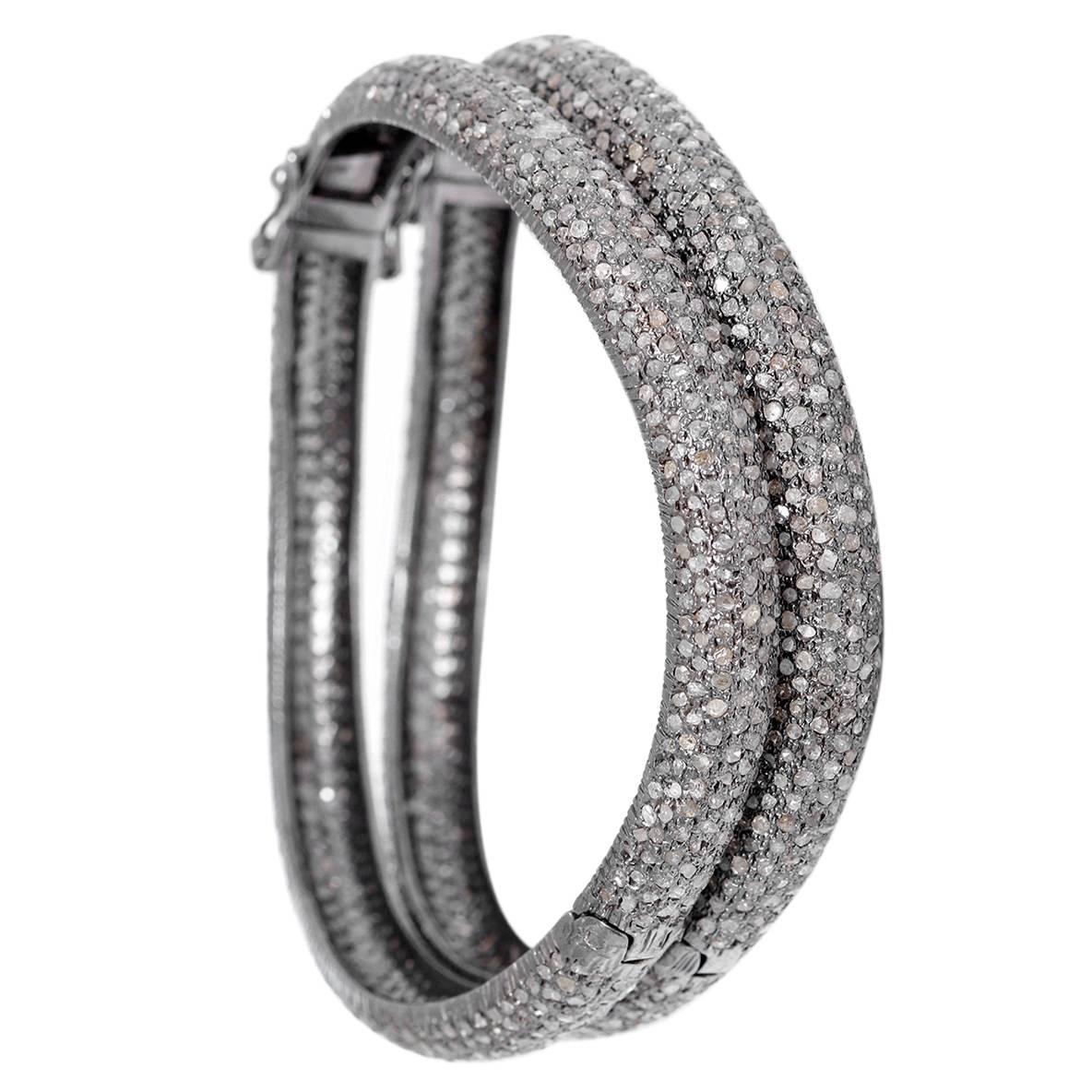 Bohemian Diamond and Sterling Silver Bangle Set