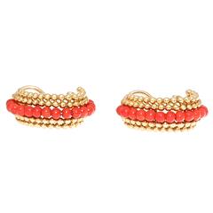 Coral Gold Half Hoop Earrings