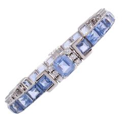 Oscar Heyman Sapphire Diamond Platinum Bracelet