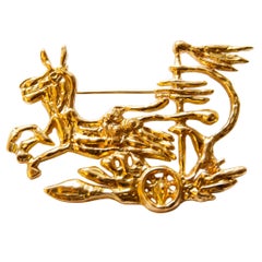 Vintage 1963 Georges Braque "Medea's Chariot" Gold Brooch