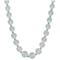 Naomi Sarna Turquoise Crystal Diamond Gold Necklace