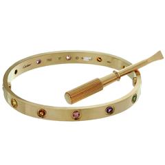 Bracelet Cartier Love en or rose et pierres multicolores - Nouveau style