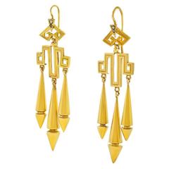 Antique French Gold Chandelier Earrings 2