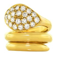 Mod Seventies Diamond Snake Ring in Yellow Gold