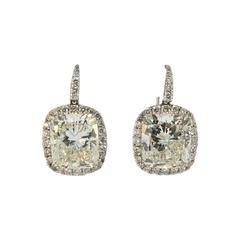 Hartz & Co. GIA Cert 15.04 Carat Cushion Cut Diamond Platinum Earrings