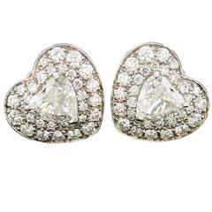 Bulgari Diamond Gold Platinum Heart-Shaped Earrings 7