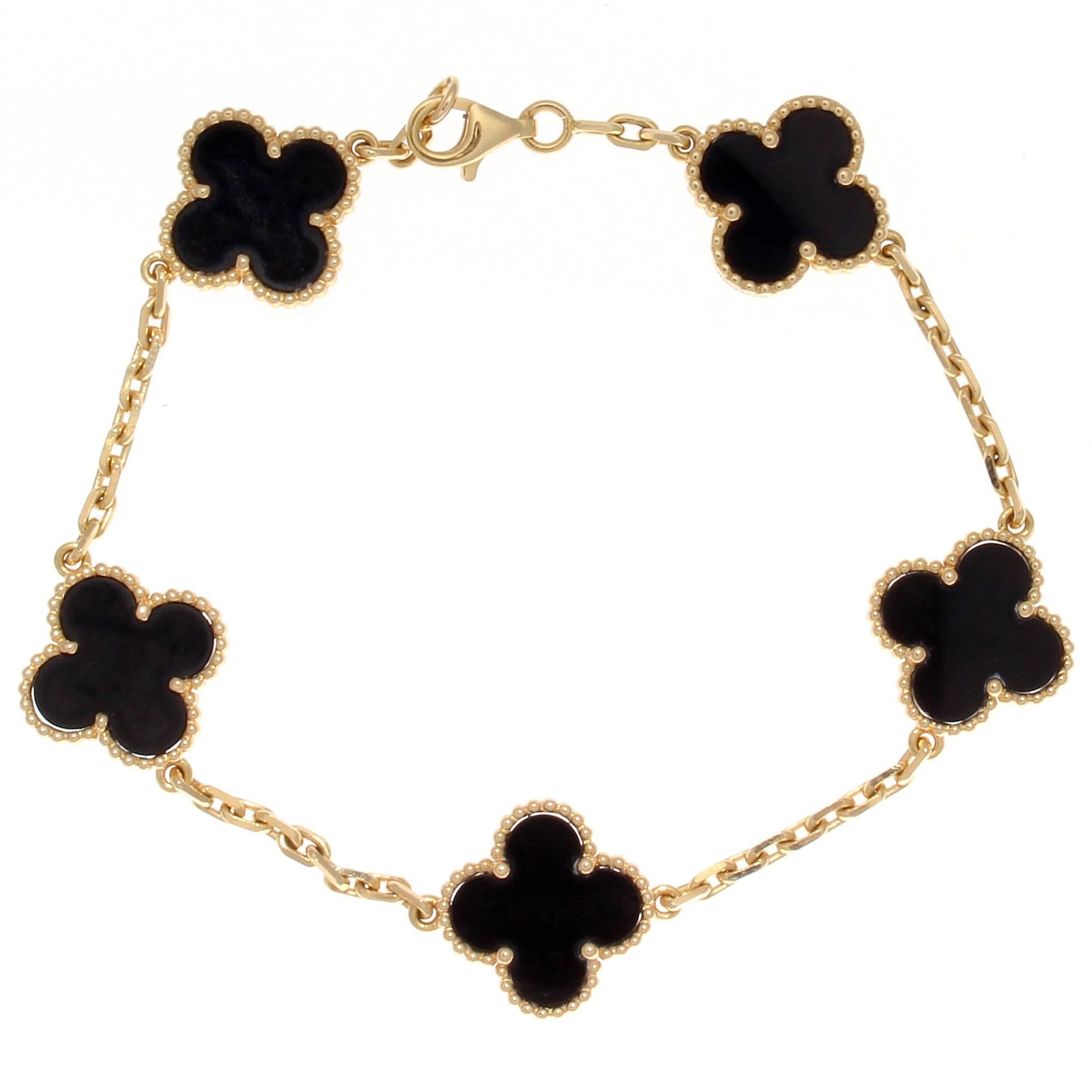 Van Cleef and Arpels Alhambra Onyx Gold Bracelet at 1stDibs | black van ...