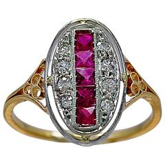 Edwardian Burma Ruby diamond Gold Fashion Ring
