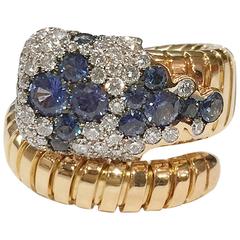 Sapphire Diamond Gold snake ring
