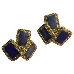1970s lapis gold earrings