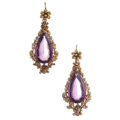 Grand Victorian Amethyst gold Drop Earrings