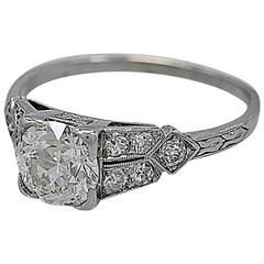 1.16 Carat Diamond & Platinum Art Deco Antique Engagement Ring