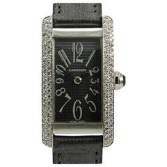 Vintage Cartier Lady's White Gold Tank Américaine Quartz Wristwatch Ref 1713