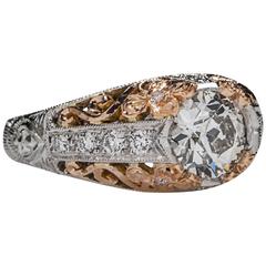 1.01 Carat Diamond Gold Platinum Engagement Ring