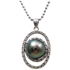 Tahitian Pearl Diamond Pendant Necklace