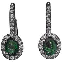 Emerald Diamond Gold Drop Earrings