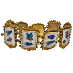 19th Century Italian Gold Pietra Dura Bracelet