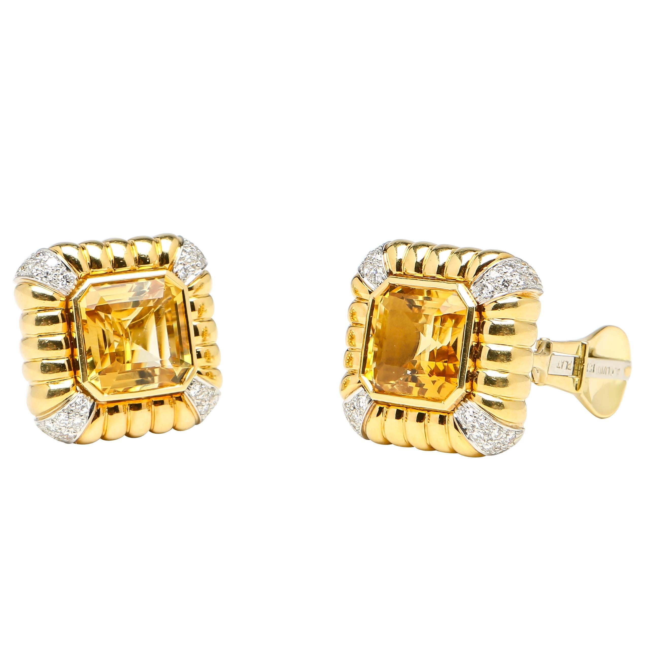 Andrew Clunn Citrine Diamond gold Earrings