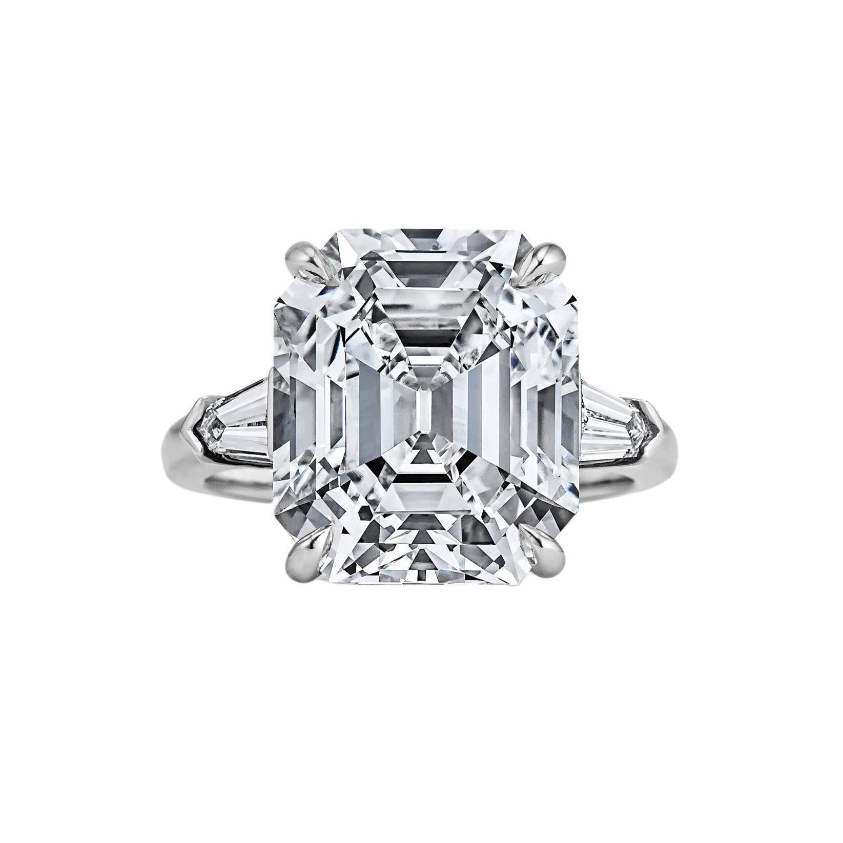 Art Deco Asscher Cut 9.34 Carat Diamond Platinum Engagement Ring