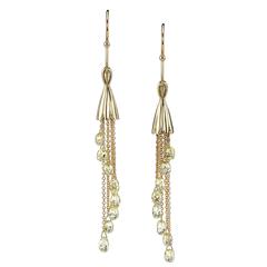Briolette Diamond Gold Chandelier Dangle Earrings 