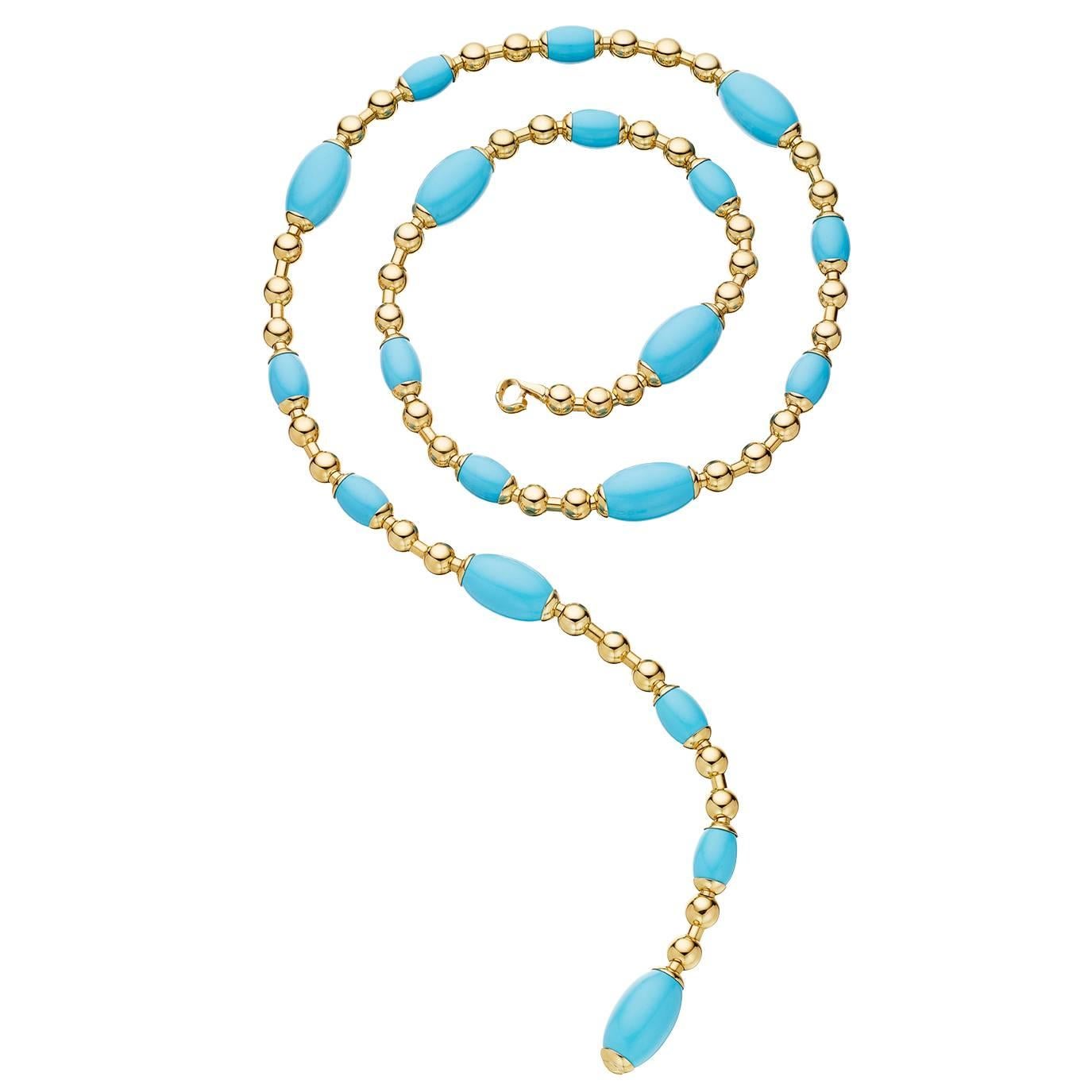 Faraone Mennella Turquoise Gold Tuka Tuka Necklace For Sale