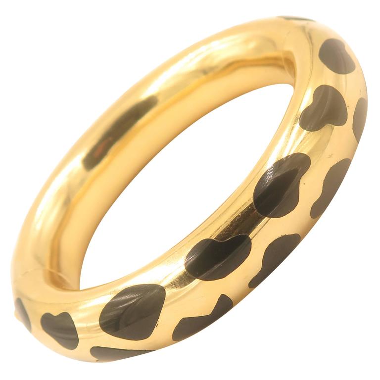 Tiffany and Co. Black Jade Inlay Bangle Bracelet. at 1stDibs