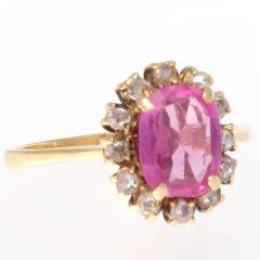 Natural Burma Pink Sapphire Diamond Gold French Ring
