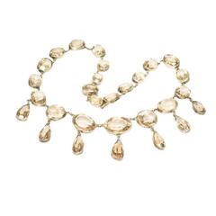 Victorian Citrine Drop Silver Gilt Boxed Necklace