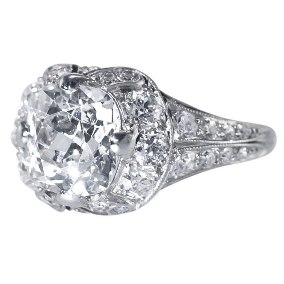 Edwardian 2.38 Carat Diamond and Platinum Ring