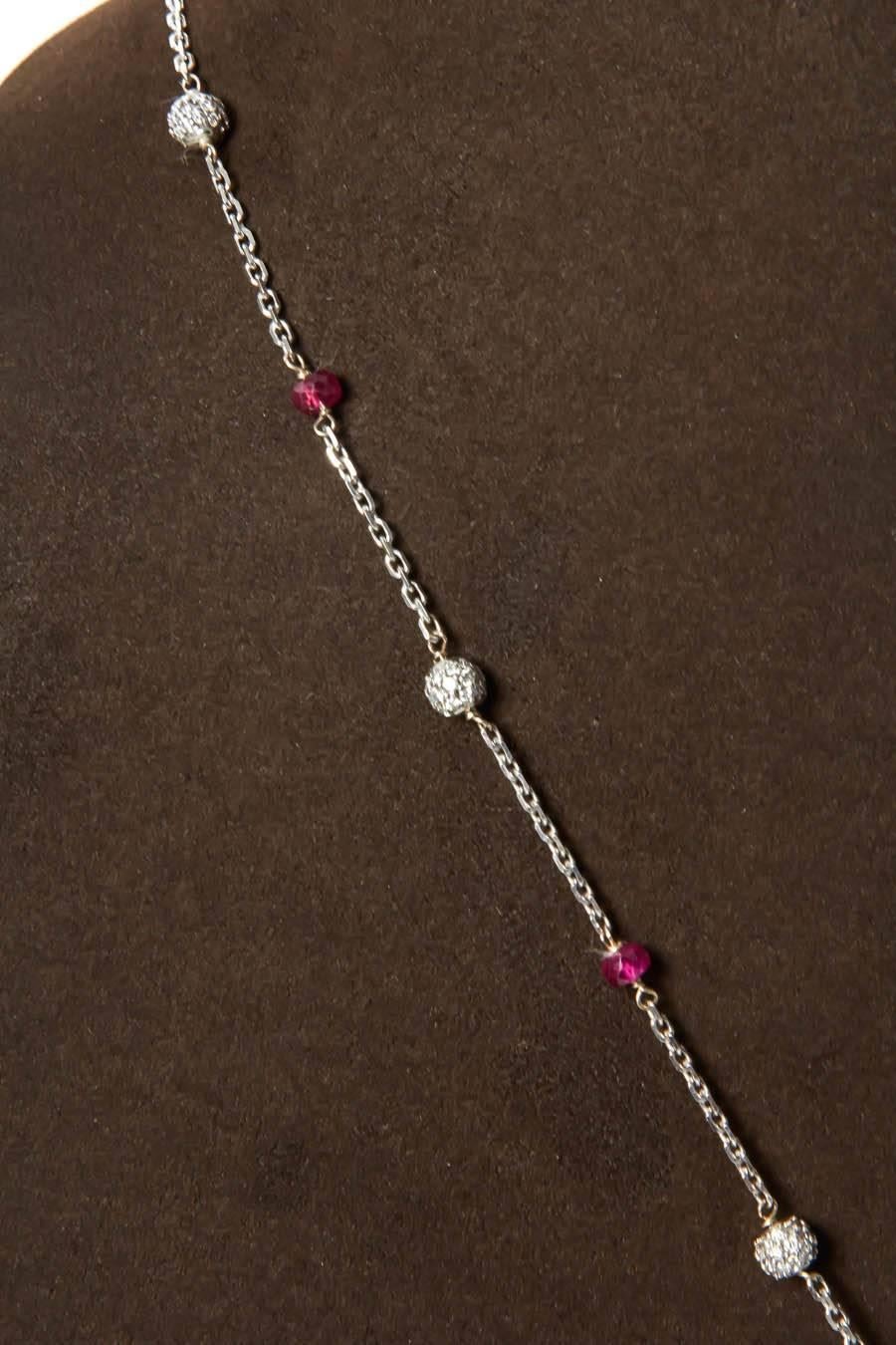 Women's Fabulous Burma Ruby Diamond Gold Tassel Necklace