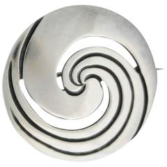 Retro Hector Aguilar Sterling Silver Swirl Pin