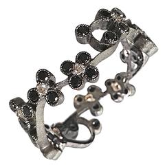 Dalben Black and White Diamond Gold Band Ring 3