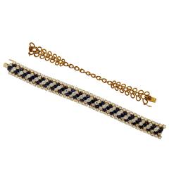 Van Cleef & Arpels Sapphire Diamond 18K Yellow Gold Bracelet and Choker Necklace 7