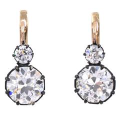 Timeless Old European Diamond Double Drop Earrings 1