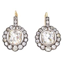 Victorian, 23.17 carats Old Cushion Shape Diamond Earrings 2
