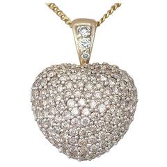 1.62Ct Diamond & 14k Yellow Gold, 14k White Gold Set Pendant, Vintage Circa 1990 9