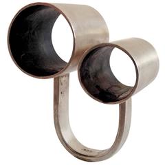 Heidi Abrahamson Sterling Silver Modernist Double Tube Ring