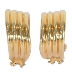 Tiffany Ribbed Gold Hoop Earrings 9
