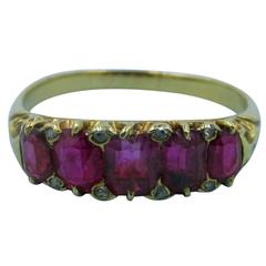 Antique Five Stone Ruby Ring with Diamonds 3