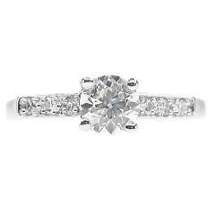 Art Deco .53 Carat Old European Cut Diamond Platinum Engagement Ring 2
